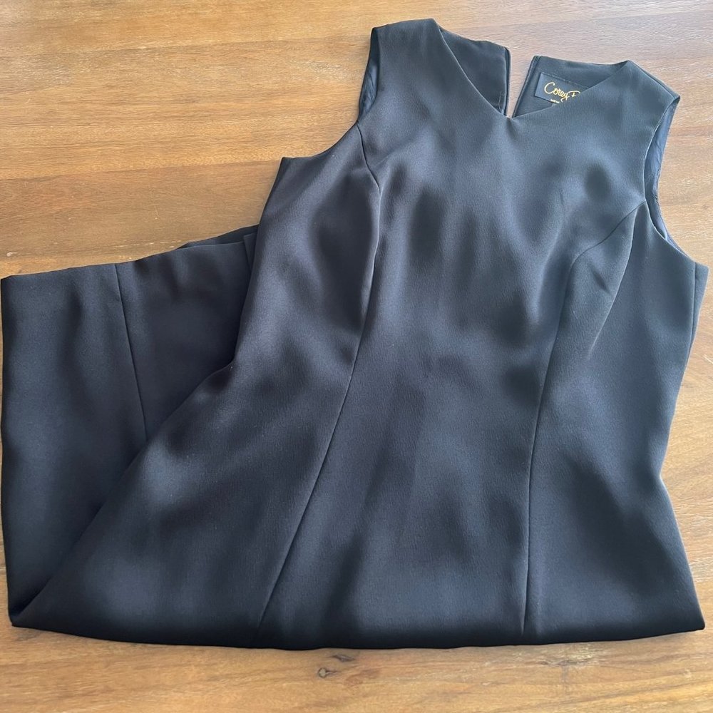 Vintage 80's Corey B. New York‎ Dress Sz 6 Below Knee Sleeveless Back Zip Black